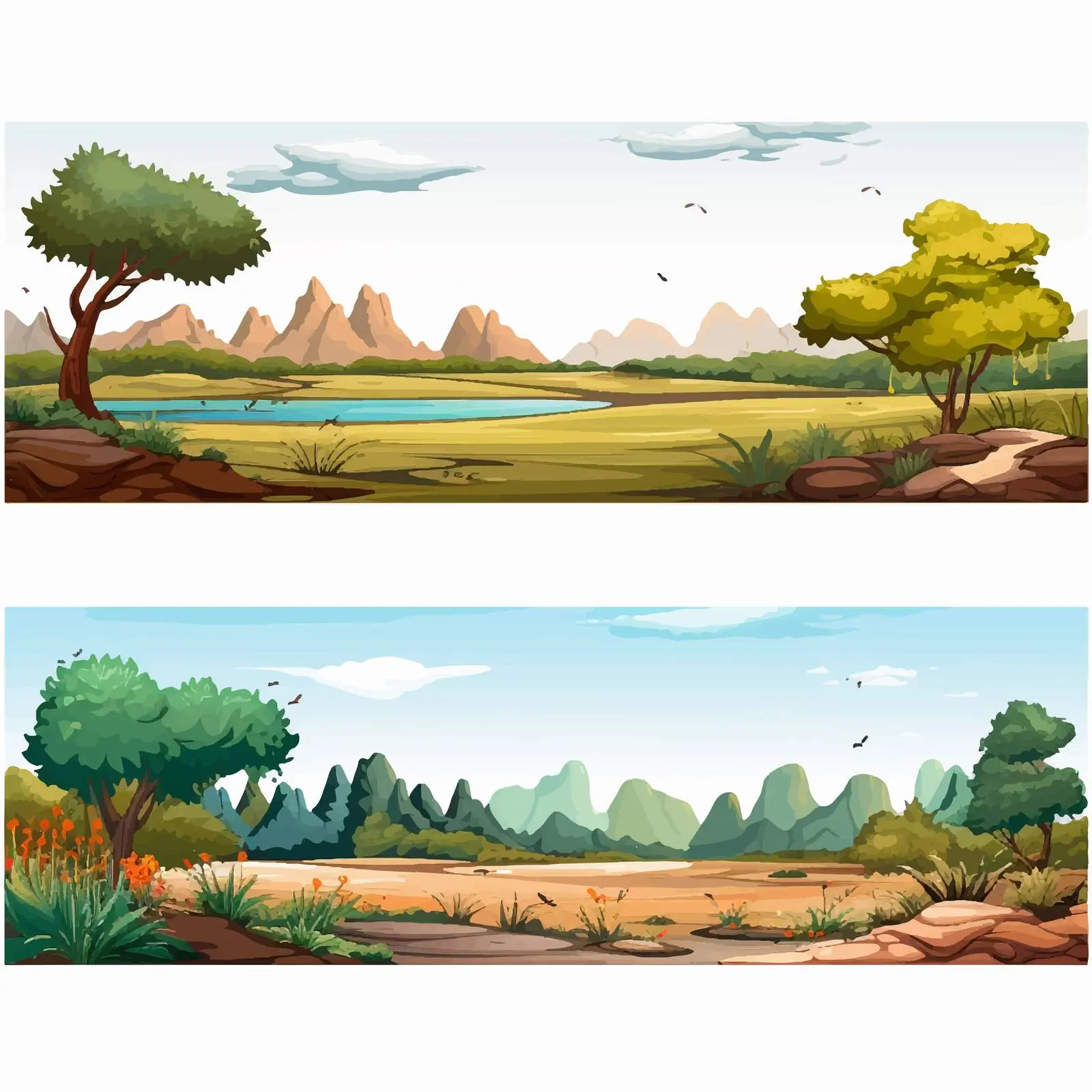 Four Nature Illustrations in Horizontal Layout — free download from Dotvec