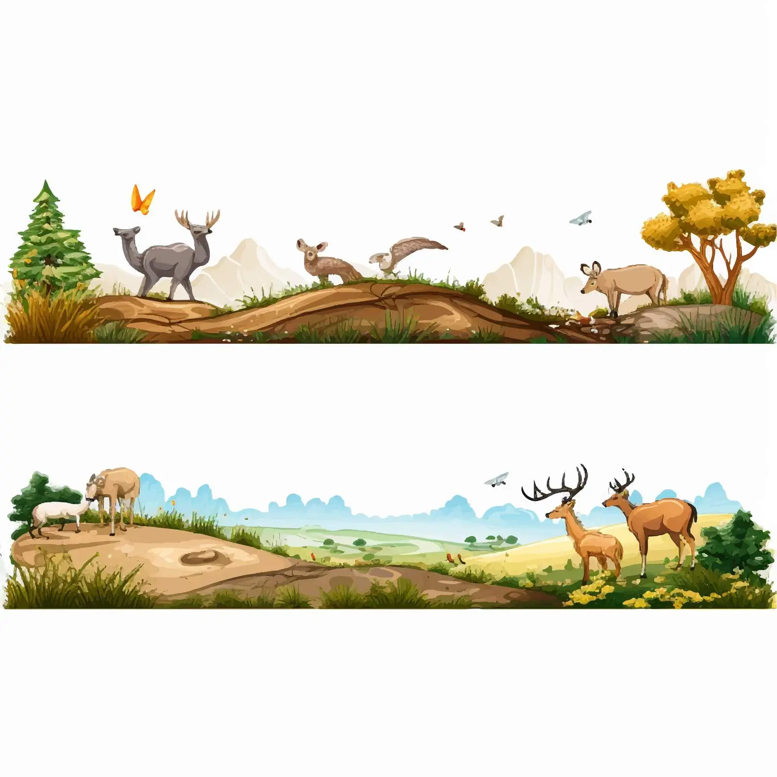 Four Distinct Nature Scenes with Diverse Wildlife — free download from Dotvec