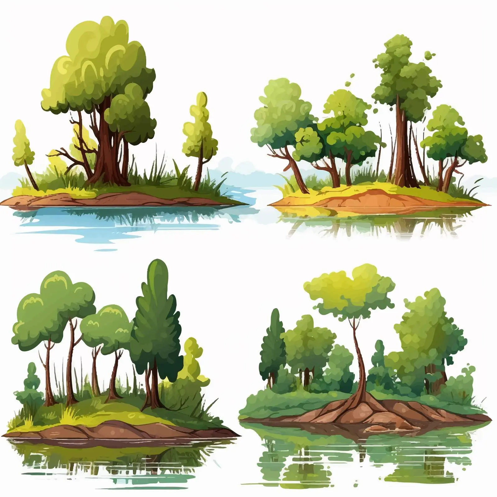Cartoon Forest and Swamp Nature Scenes — free download from Dotvec