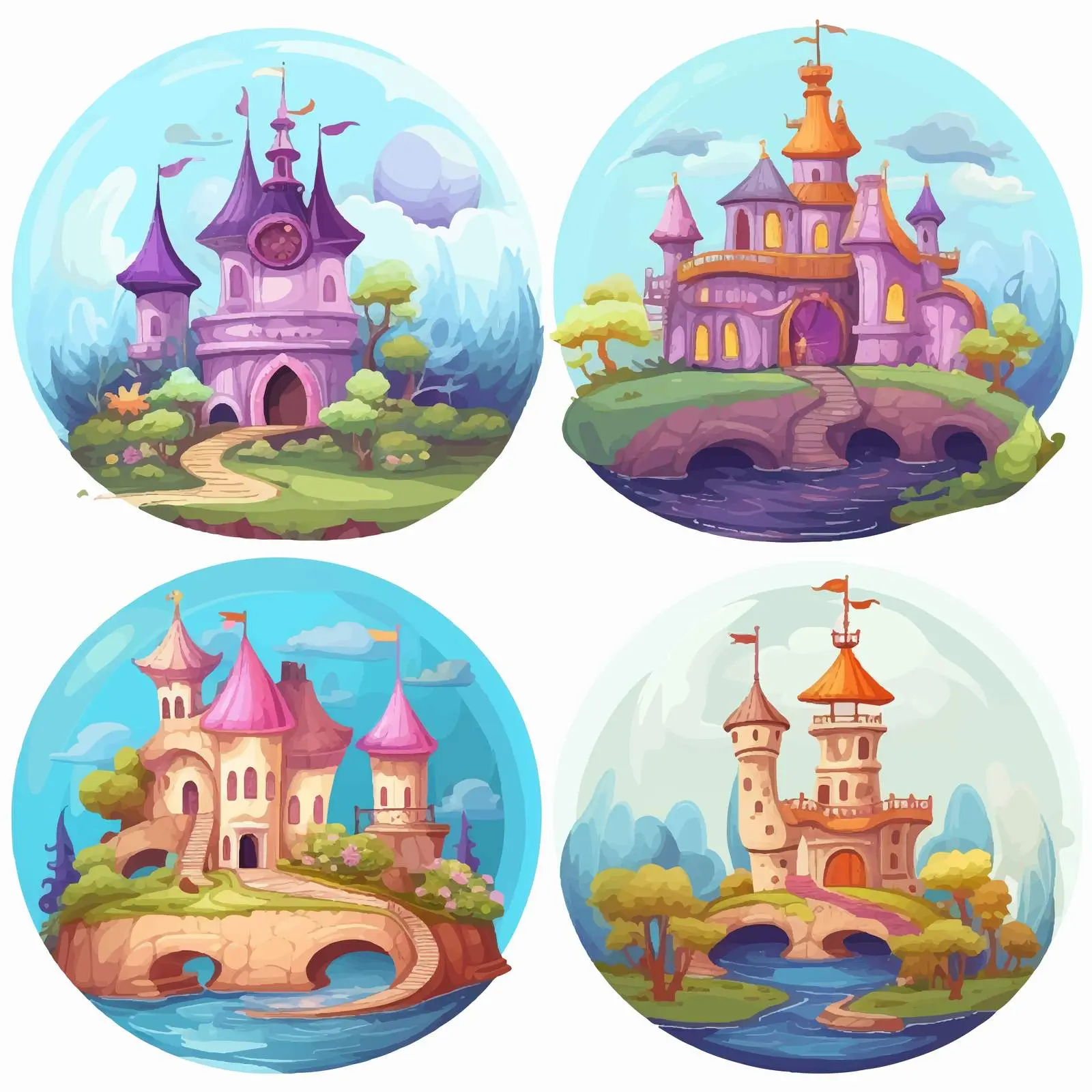 Fantasy Scenes with Beautiful Fairies Vectors — free download from Dotvec