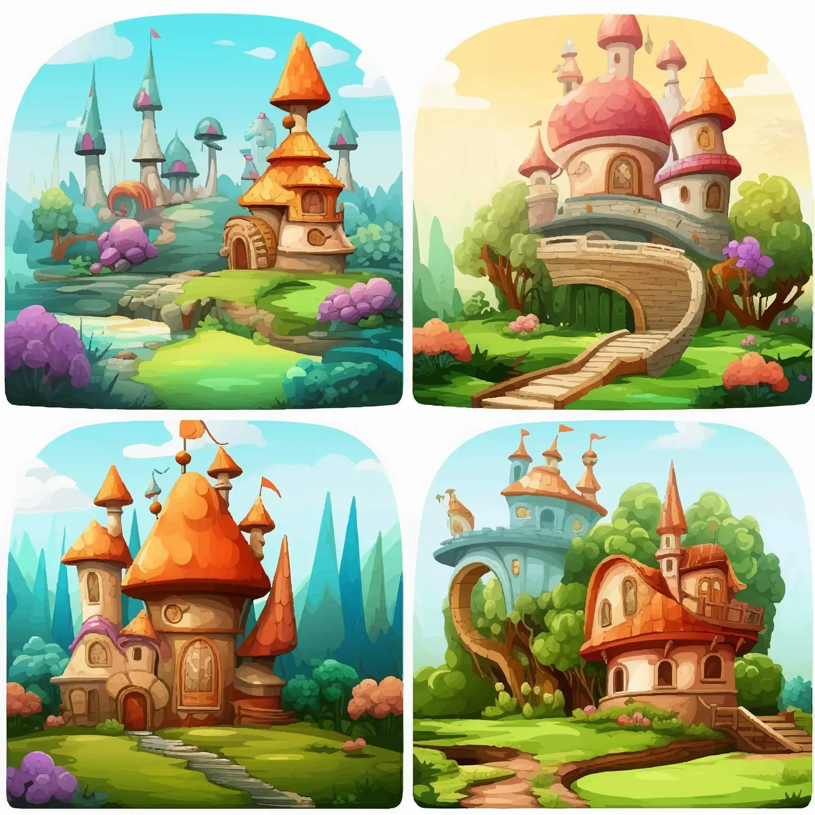 Four Fantasy Scenes Featuring Beautiful Fairies — free download from Dotvec