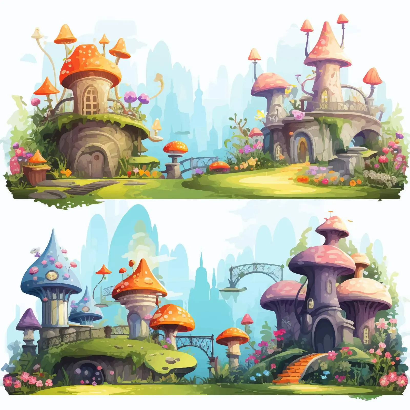 Four Scenes of a Fantasy World — free download from Dotvec