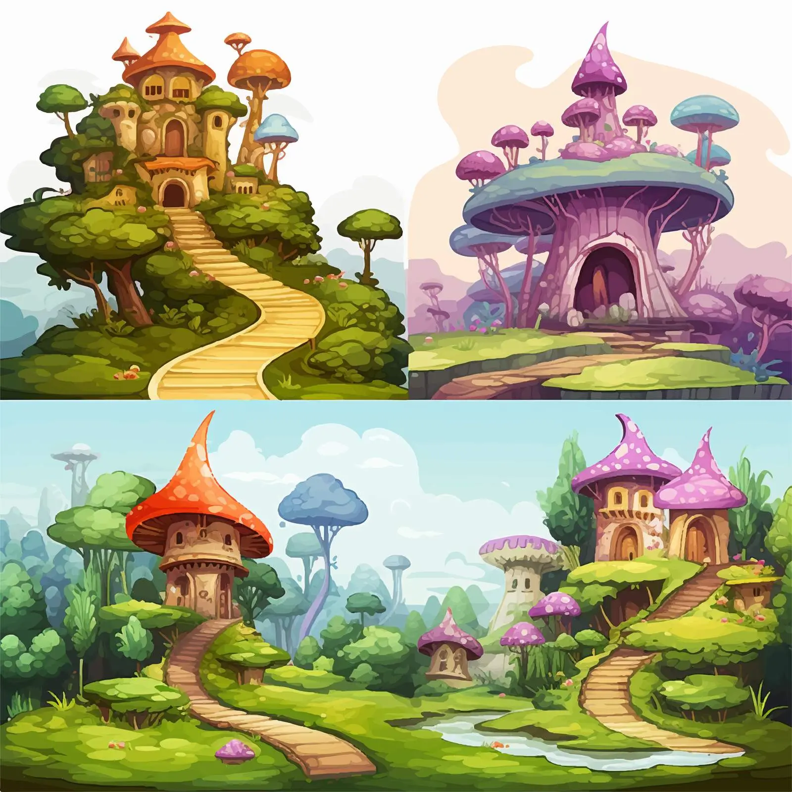 Four Fantasy Scenes with Enchanting Locations — free download from Dotvec