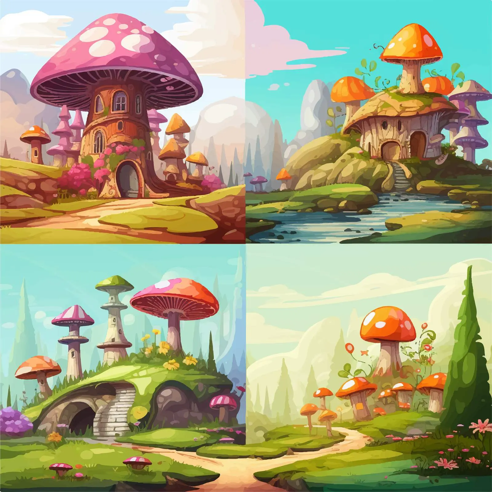 Four Scenes of Enchanting Fantasy Landscapes — free download from Dotvec