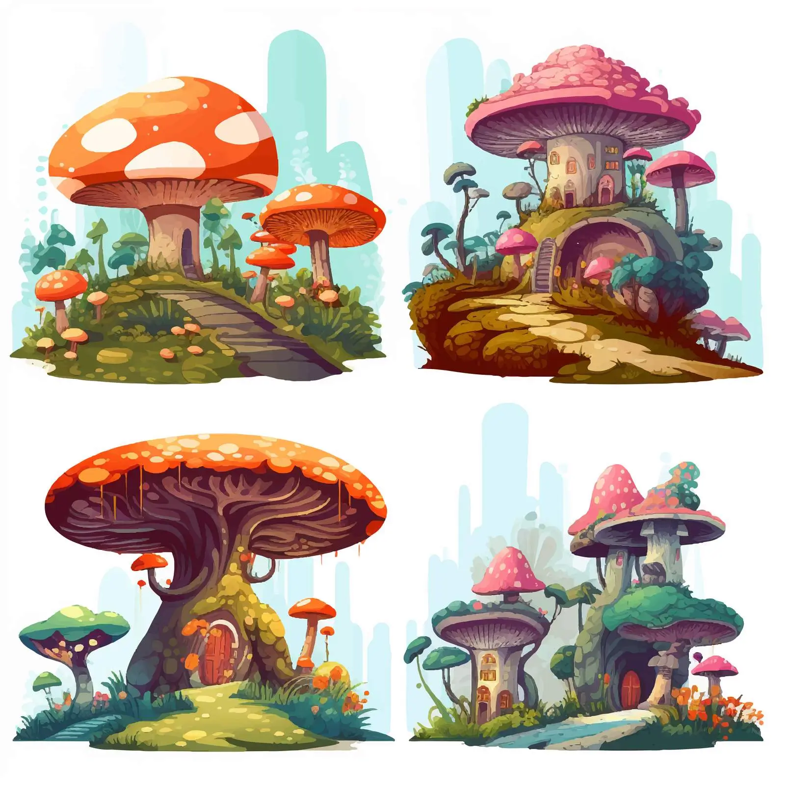 Four Fantasy Scenes with Enchanting Places — free download from Dotvec