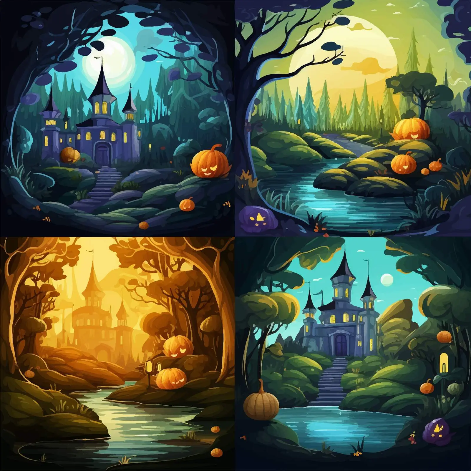 Fantasy Forest Night Scene Illustration — free download from Dotvec