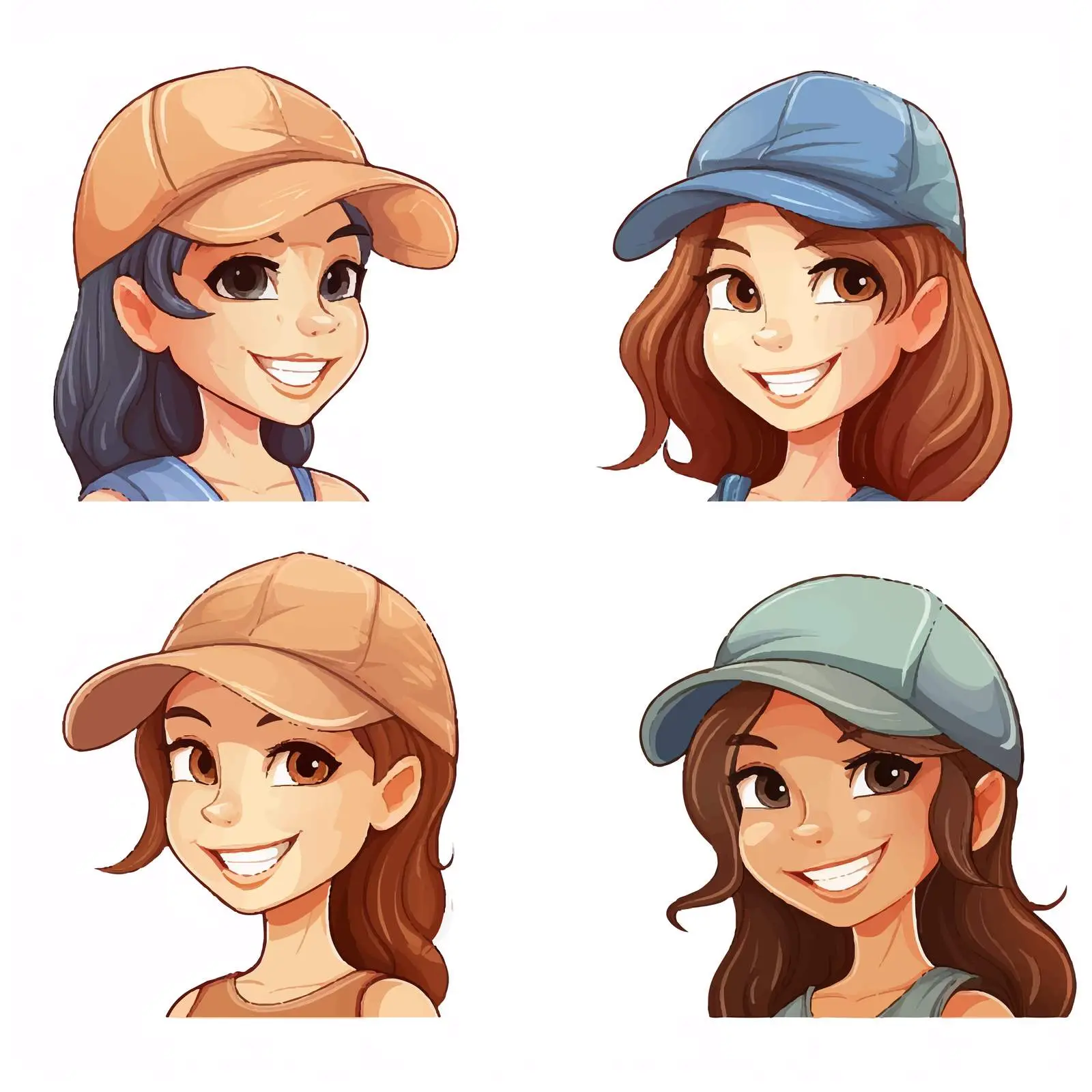 Four Smiling Girls in Cartoon Vector Style — free download from Dotvec