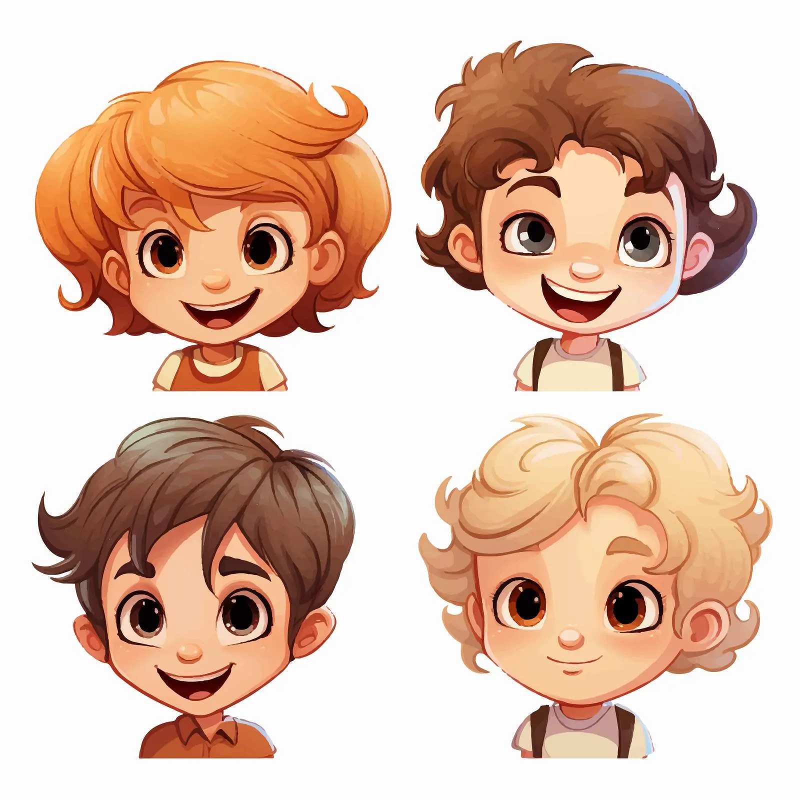 Happy Cartoon Kids with Unique Hairstyles Vector — free download from Dotvec
