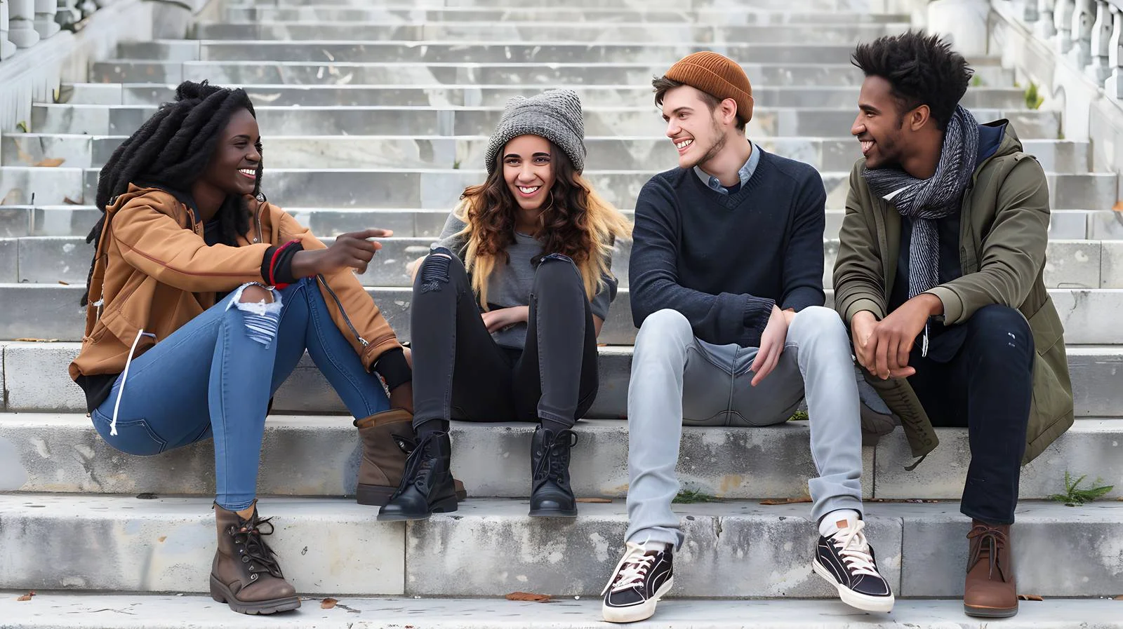 Joyful Friends Outdoors Chatting Happily — free download from Dotvec