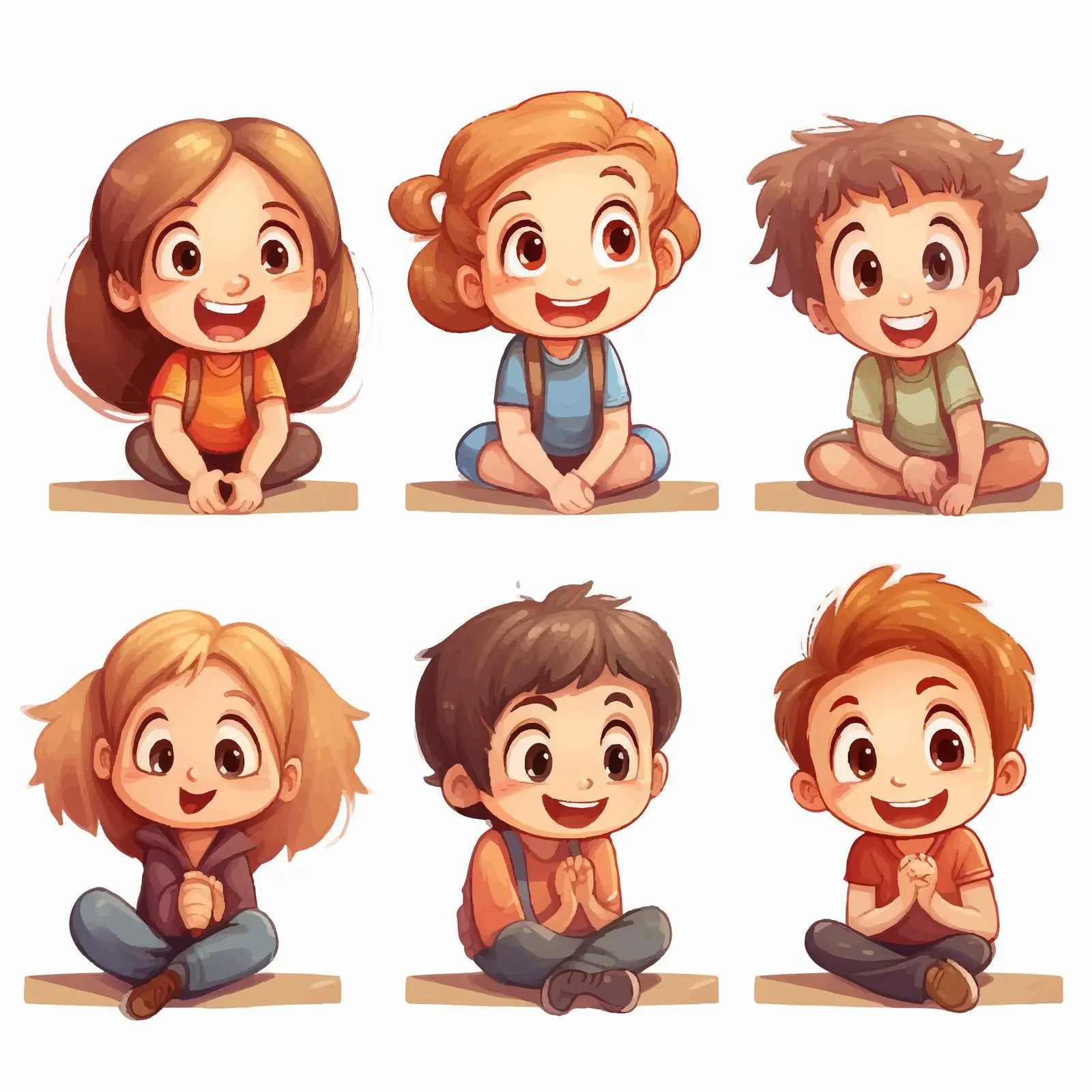 Joyful Cartoon Kids with Excited Expressions — free download from Dotvec