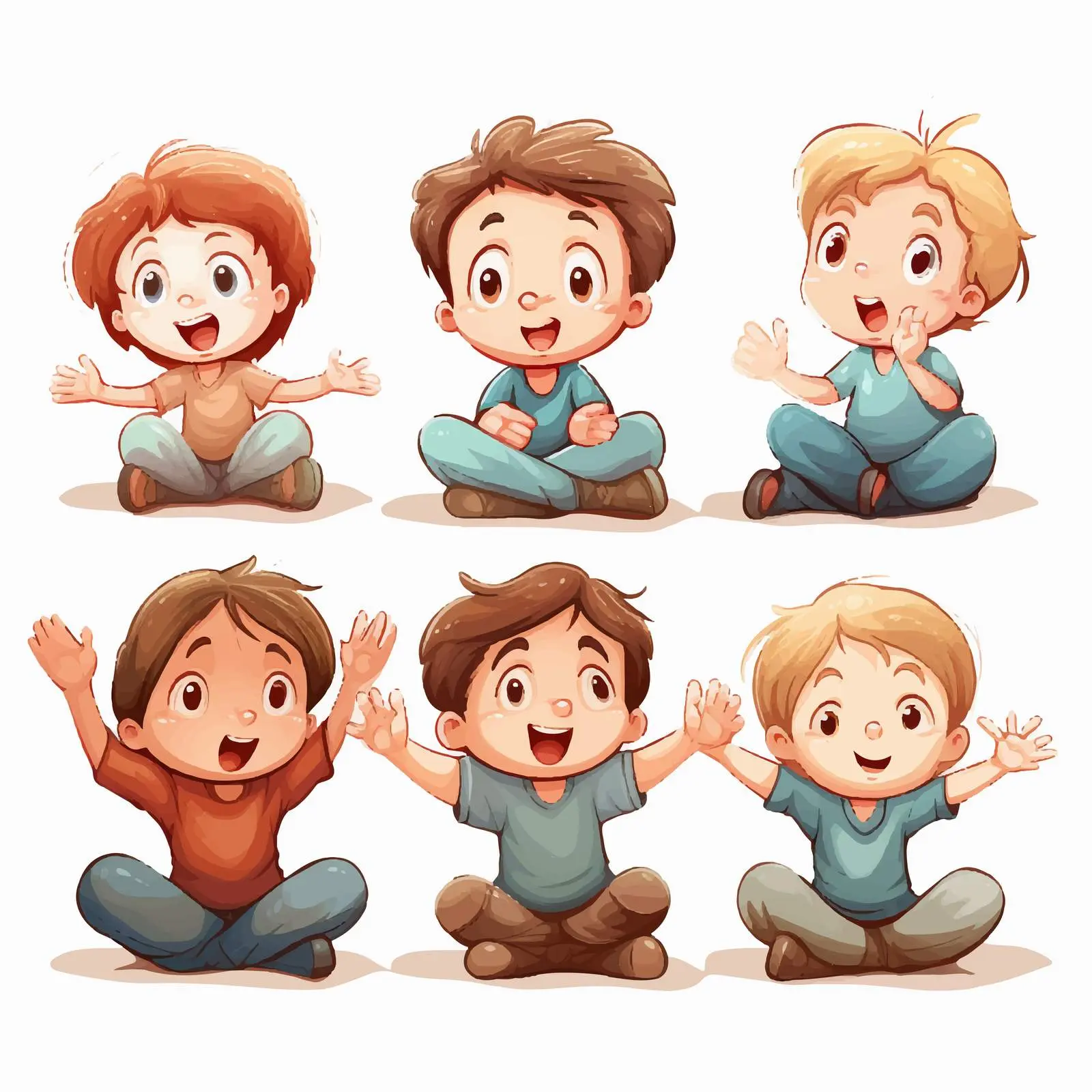 Joyful Cartoon Kids with Excited Expressions — free download from Dotvec