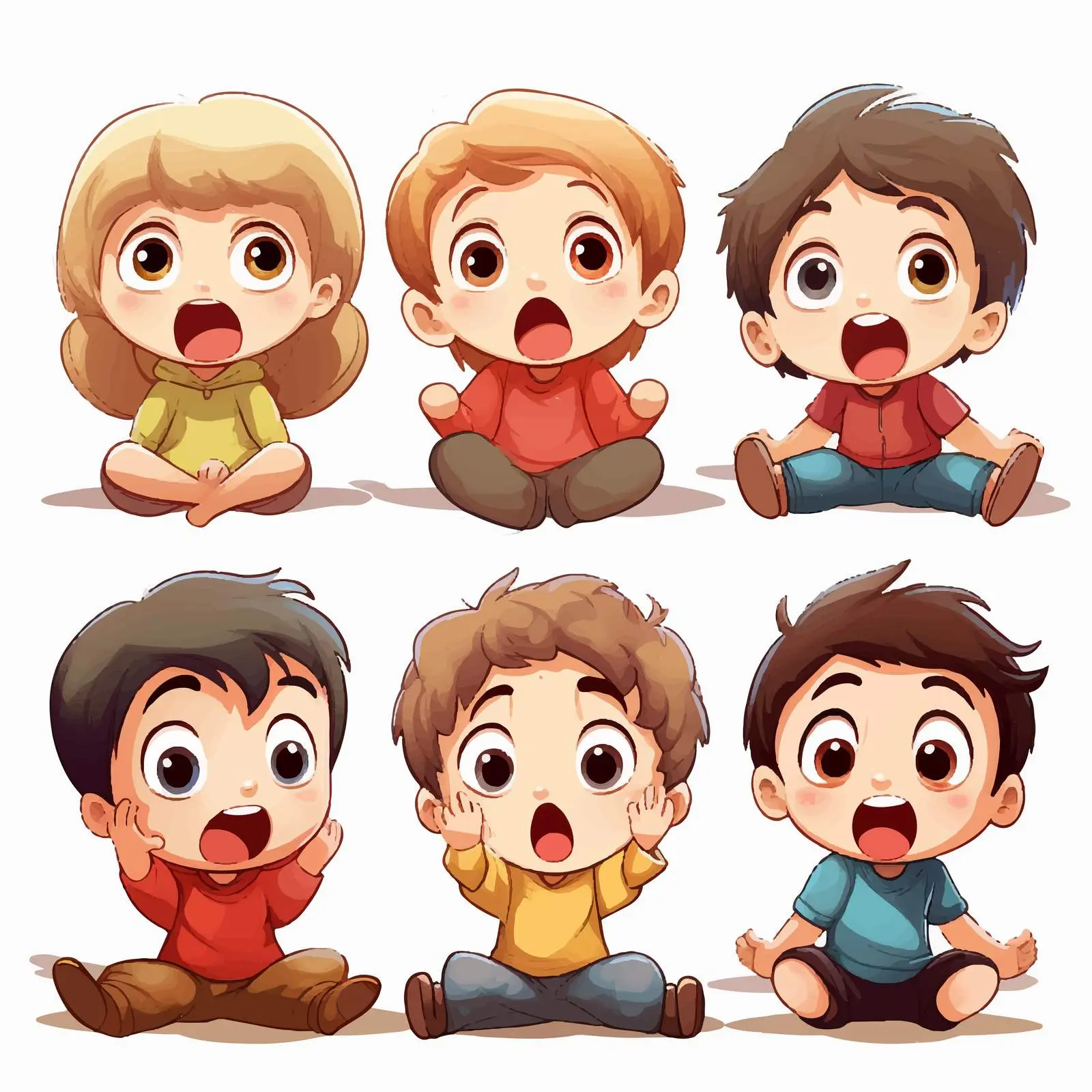 Joyful Cartoon Kids with Excited Expressions — free download from Dotvec