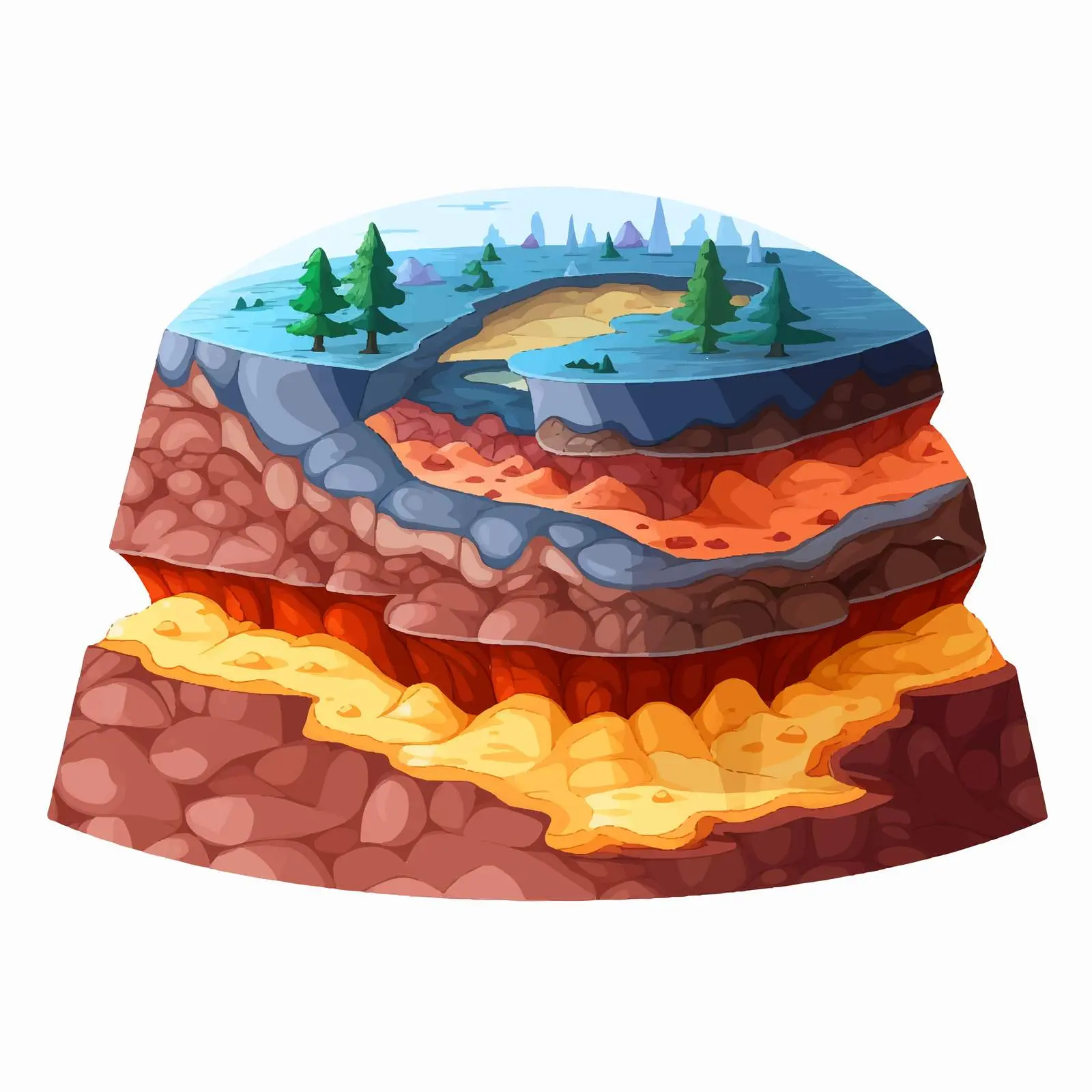 Illustration of Earth's Four Layers in Cartoon Style — free download from Dotvec