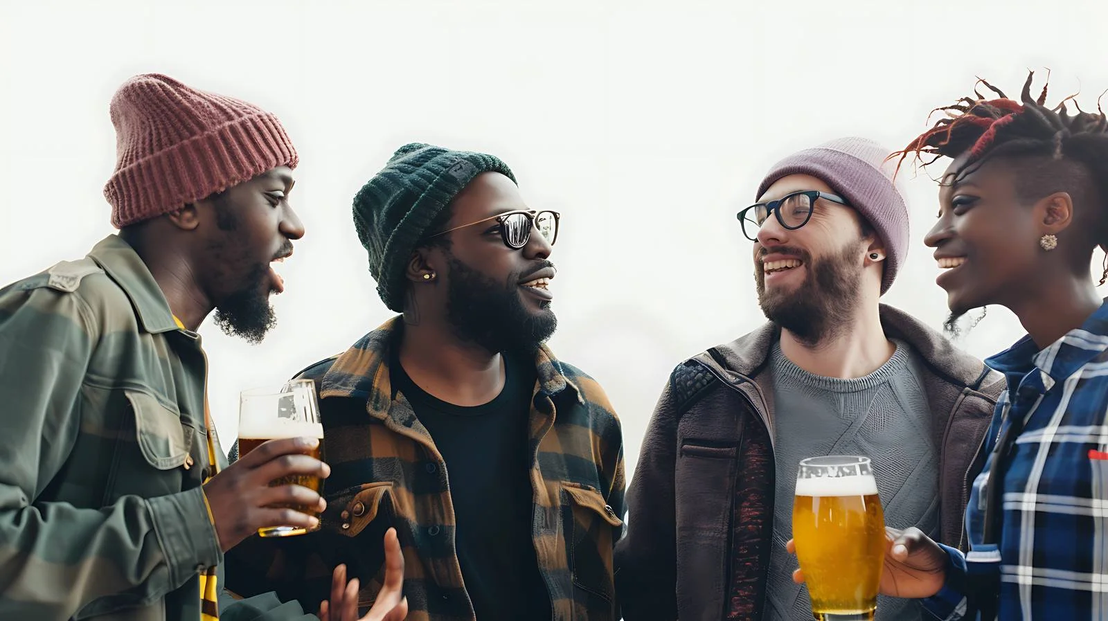 Diverse friends chatting over beers — free download from Dotvec
