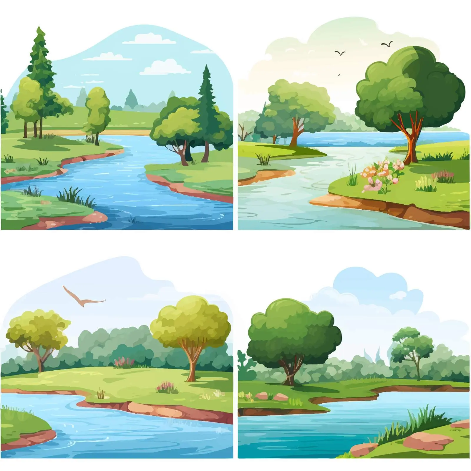 Nature Scenes with Lake and Park Illustration — free download from Dotvec