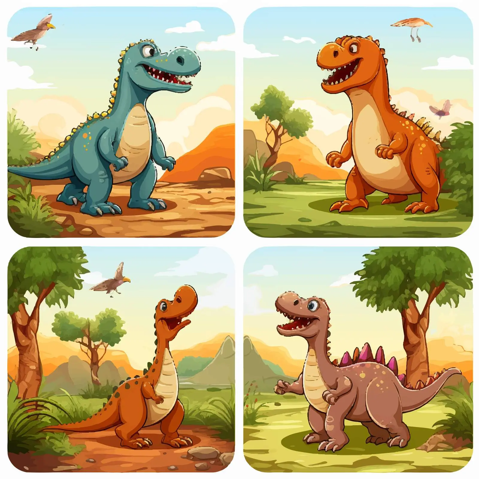 Dinosaurs in the Park Vector Illustration — free download from Dotvec