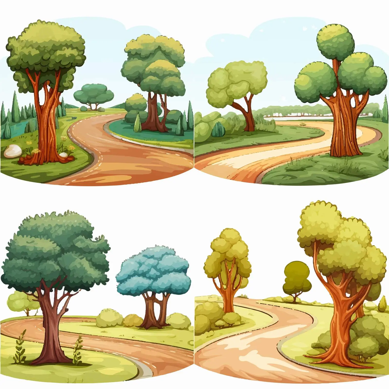 Four Scenic Roads in the Park Illustration — free download from Dotvec