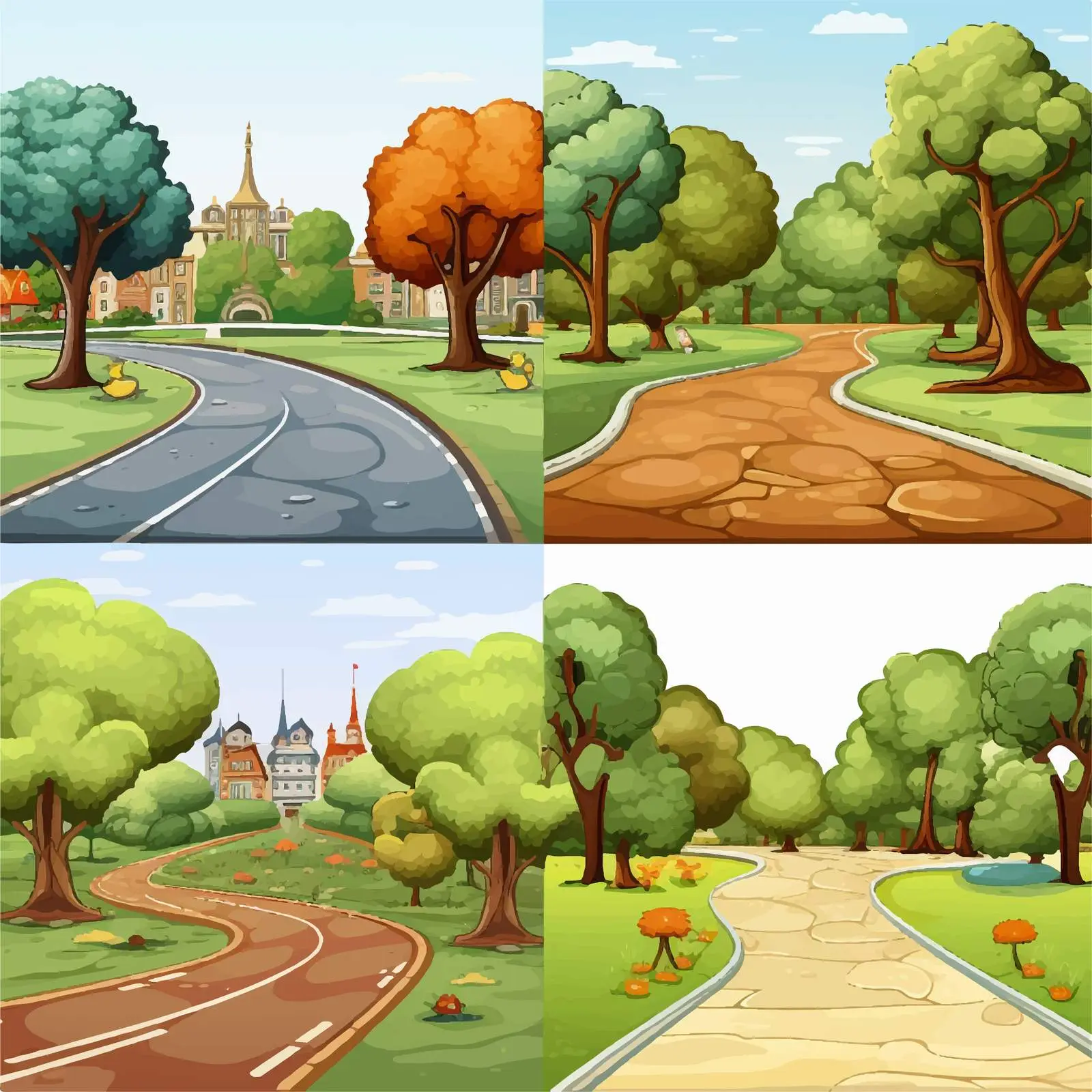 Park Road Illustration Scenes Vector Graphic — free download from Dotvec