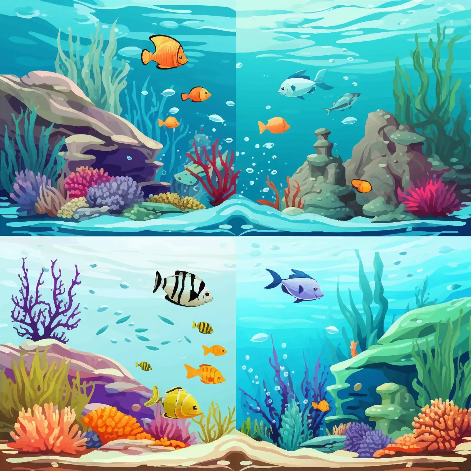 Underwater Life Cartoon Vector Illustrations — free download from Dotvec