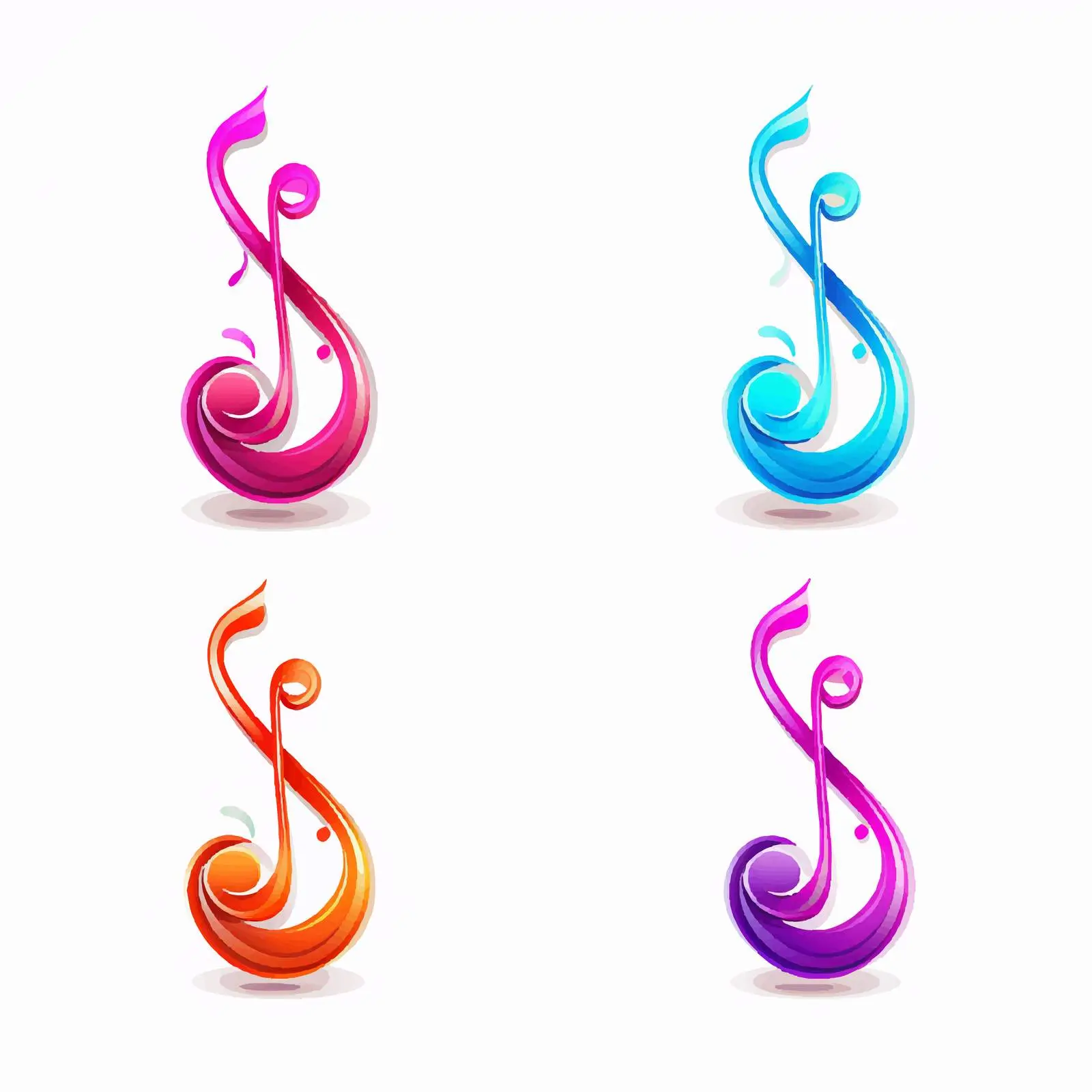 Colorful Cartoon Music Notes Vector Set – free vector creativity image from Dotvec
