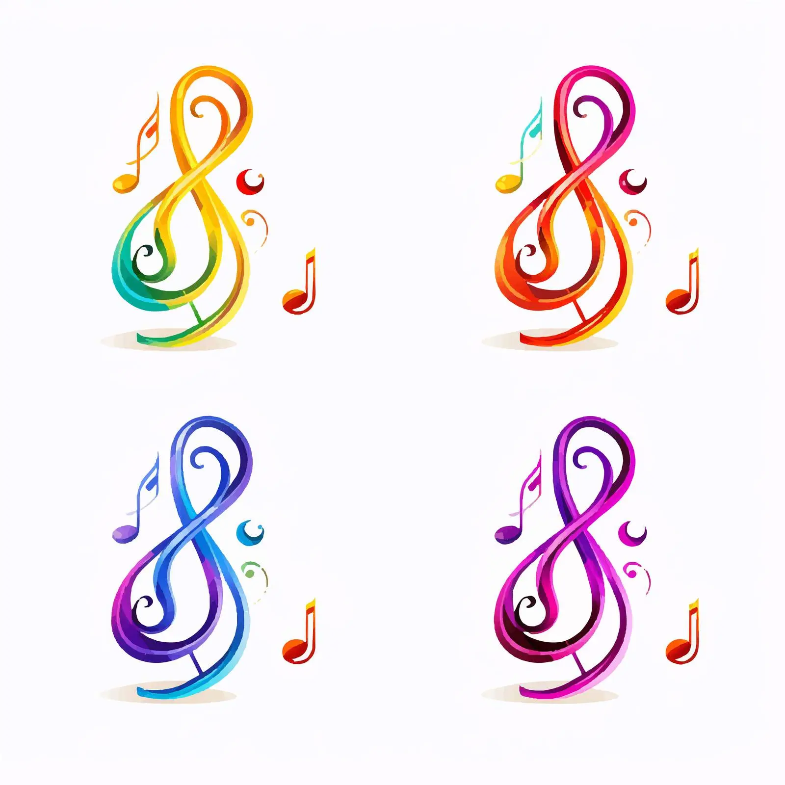 Four Cartoon Music Notes Vector Illustration — free download from Dotvec