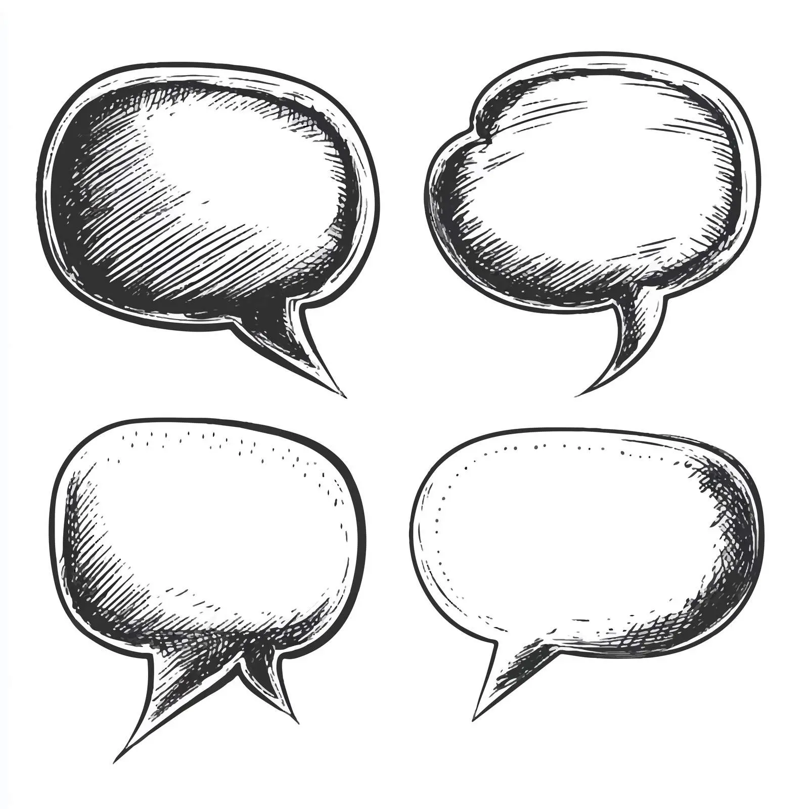 Four Cartoon Speech Bubbles Vector Illustration — free download from Dotvec