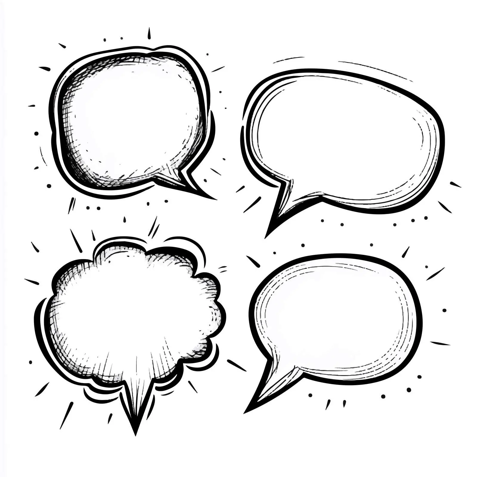 Four Cartoon Speech Bubbles Vector Illustration — free download from Dotvec