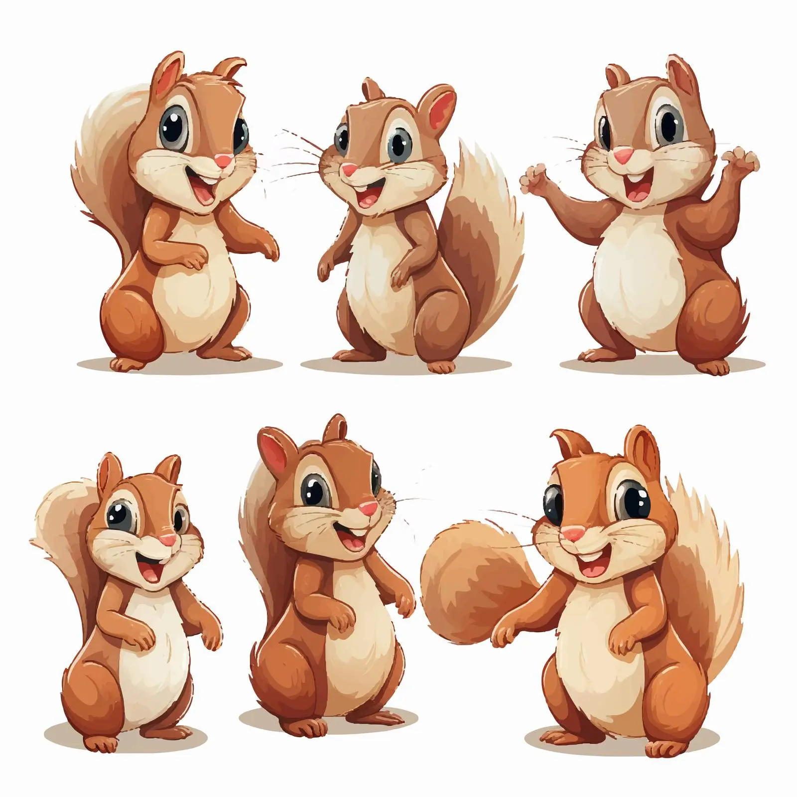 Four Squirrels Enjoying Fun Activities Vector Illustration — free download from Dotvec