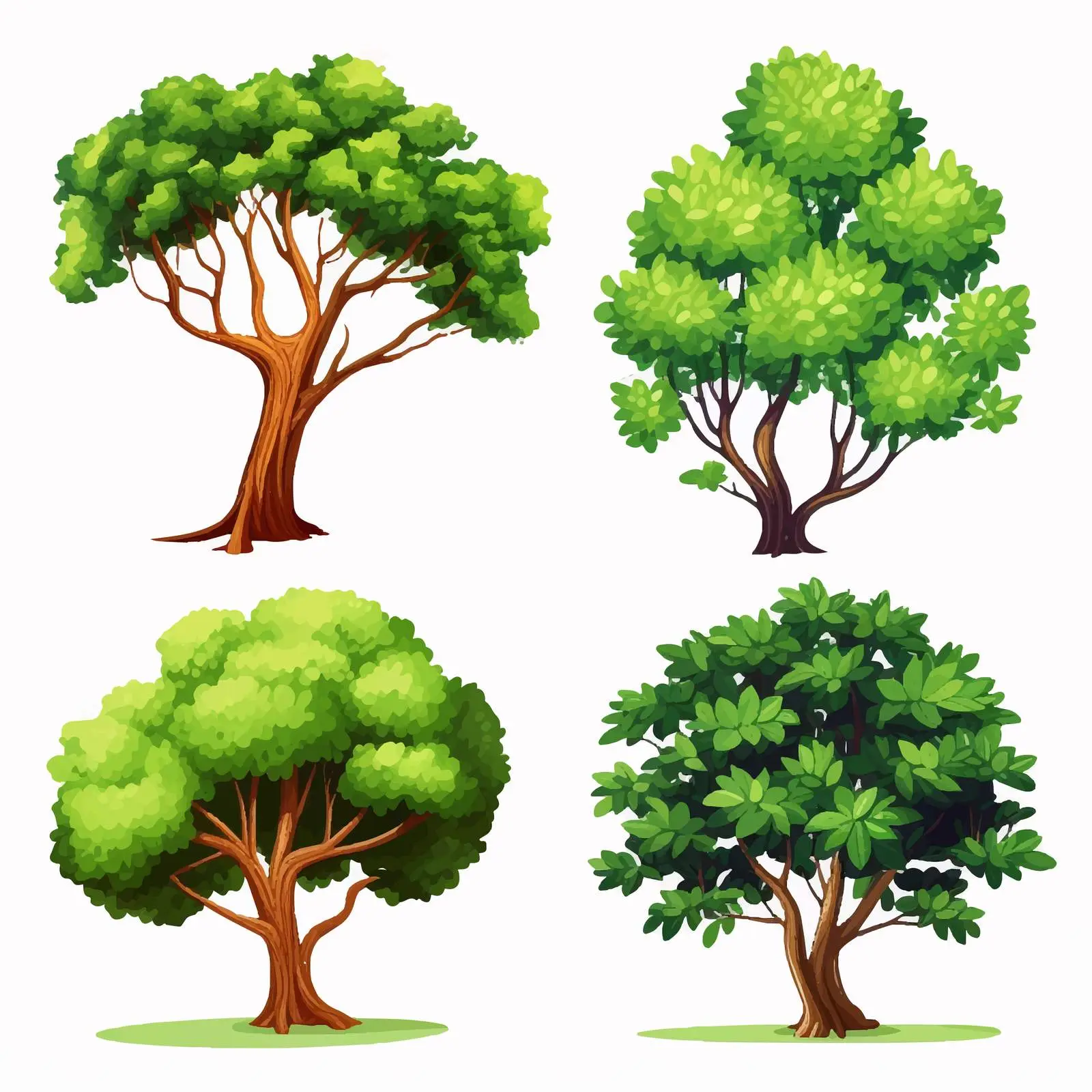 Types of Trees Cartoon Vector Illustration — free download from Dotvec