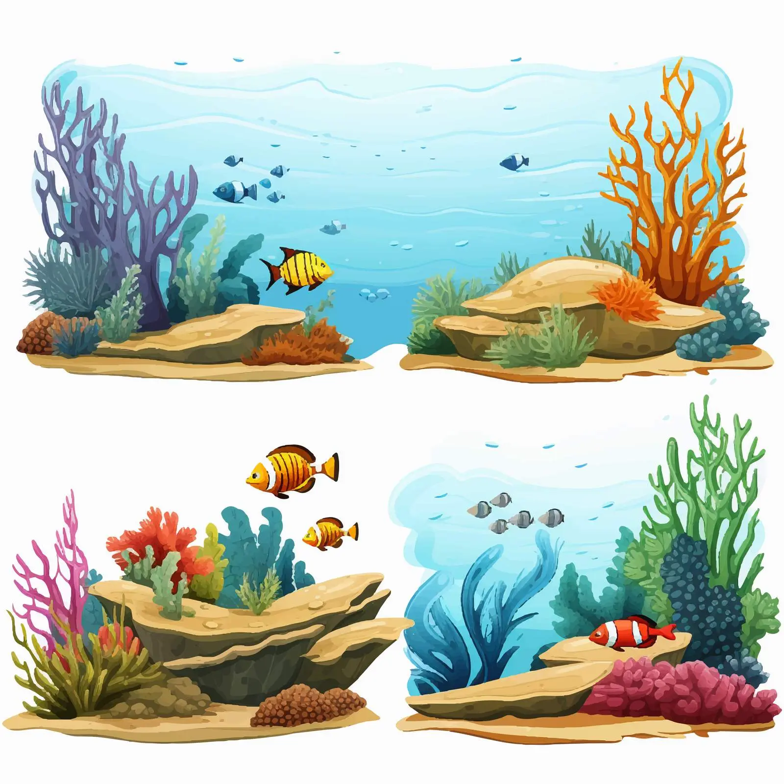 Underwater Scenes with Fish and Coral Reef – free ocean scenery image from Dotvec