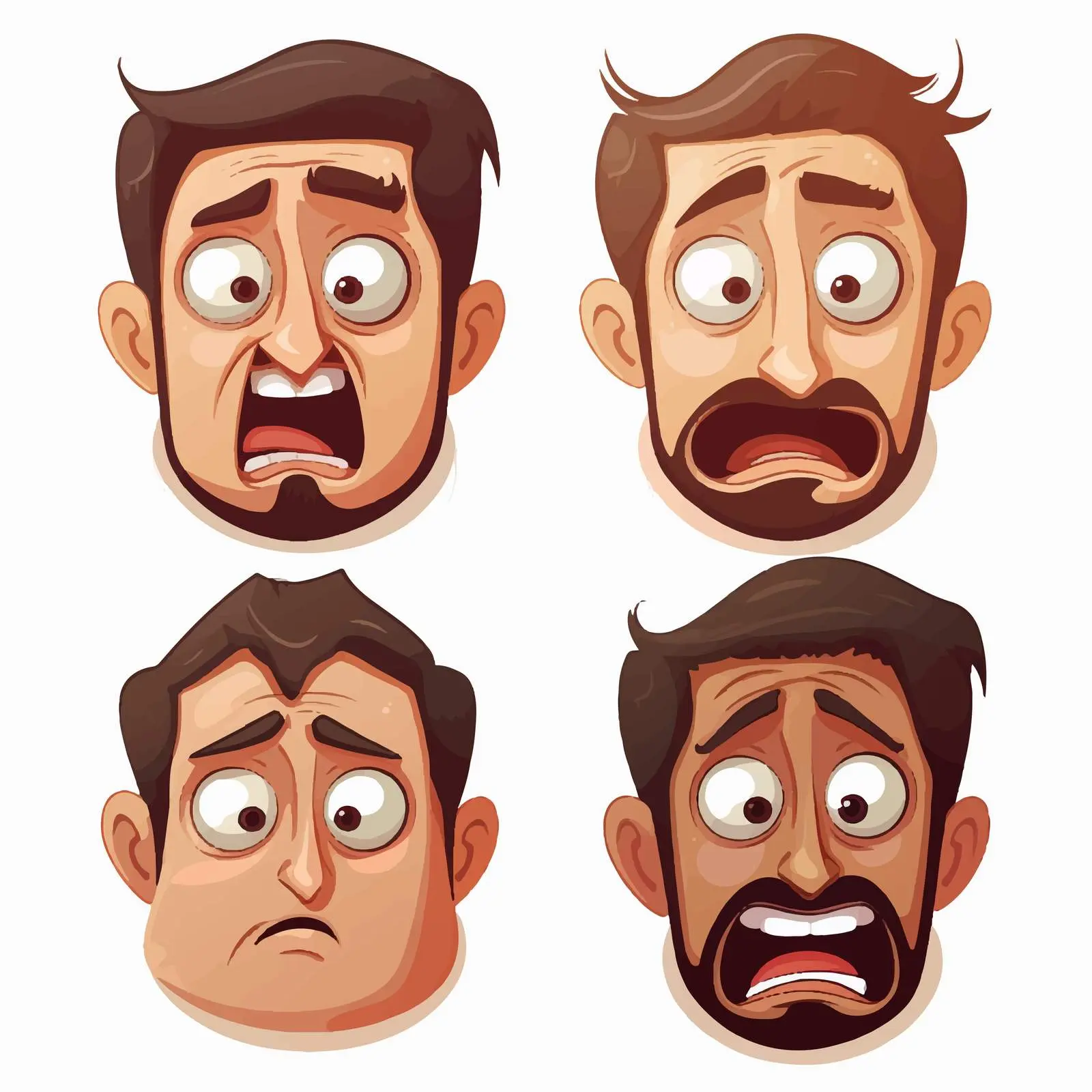 Four Variations of a Worried Face Vector — free download from Dotvec