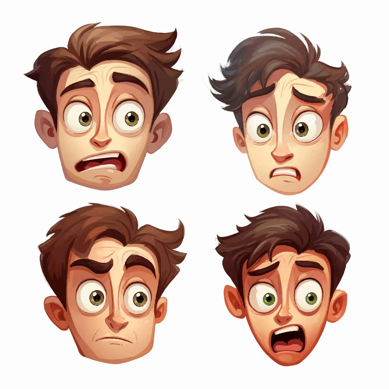 Four Variations of a Worried Face Vector – free vector humor image from Dotvec