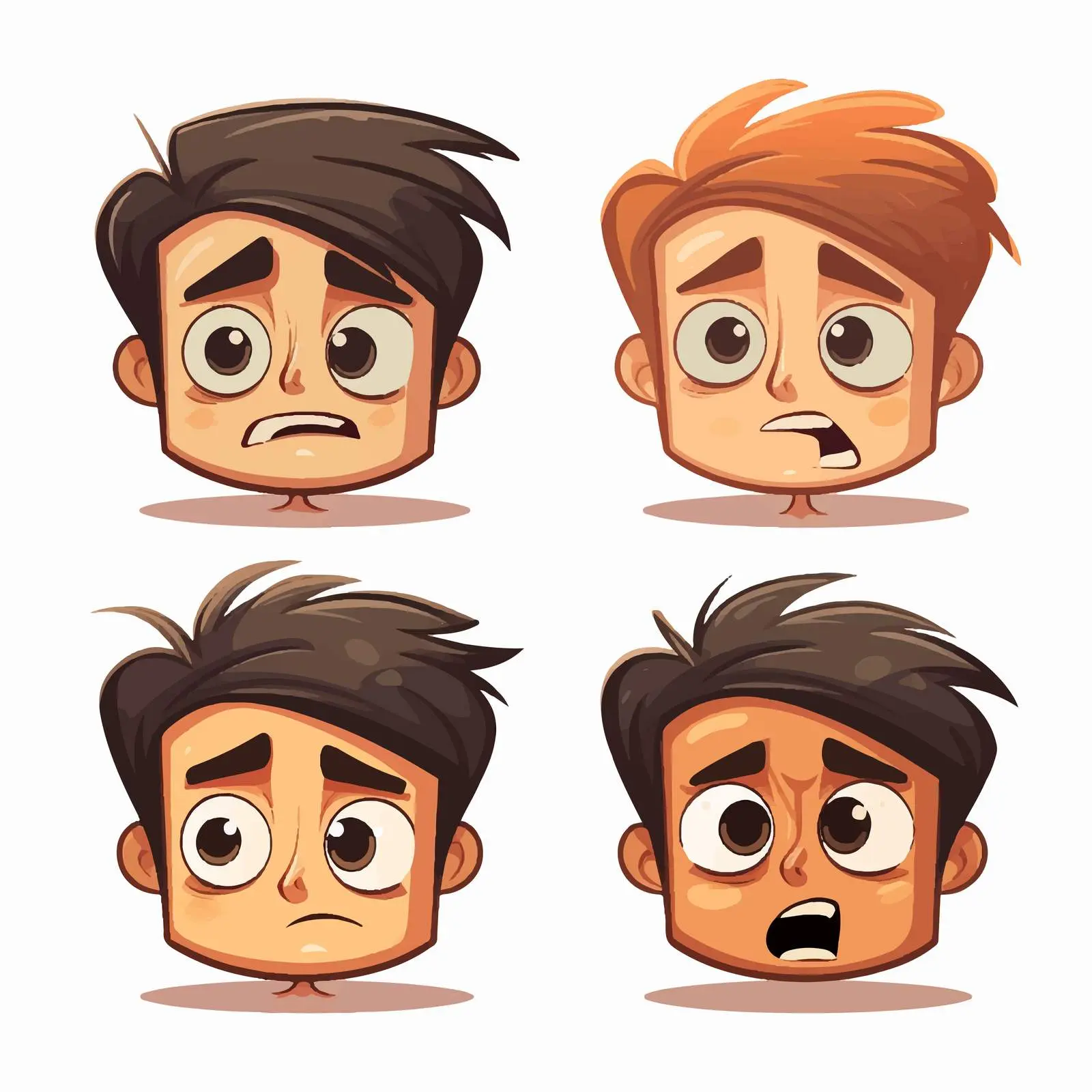 Four Variations of Worried Face Vectors — free download from Dotvec