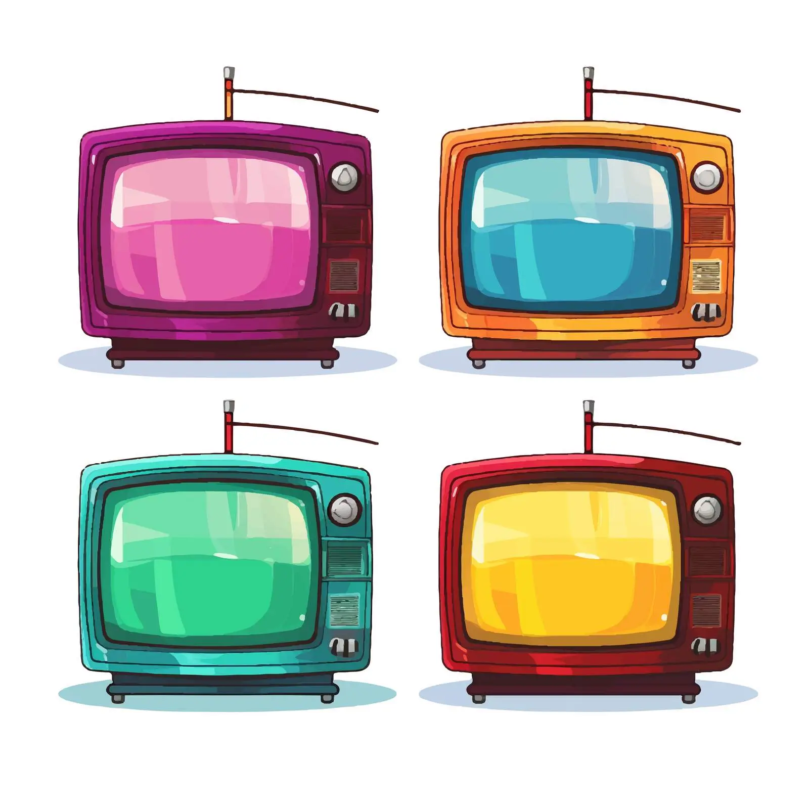 Vintage TVs with Colorful Screens Vector Art – free spectrum image from Dotvec