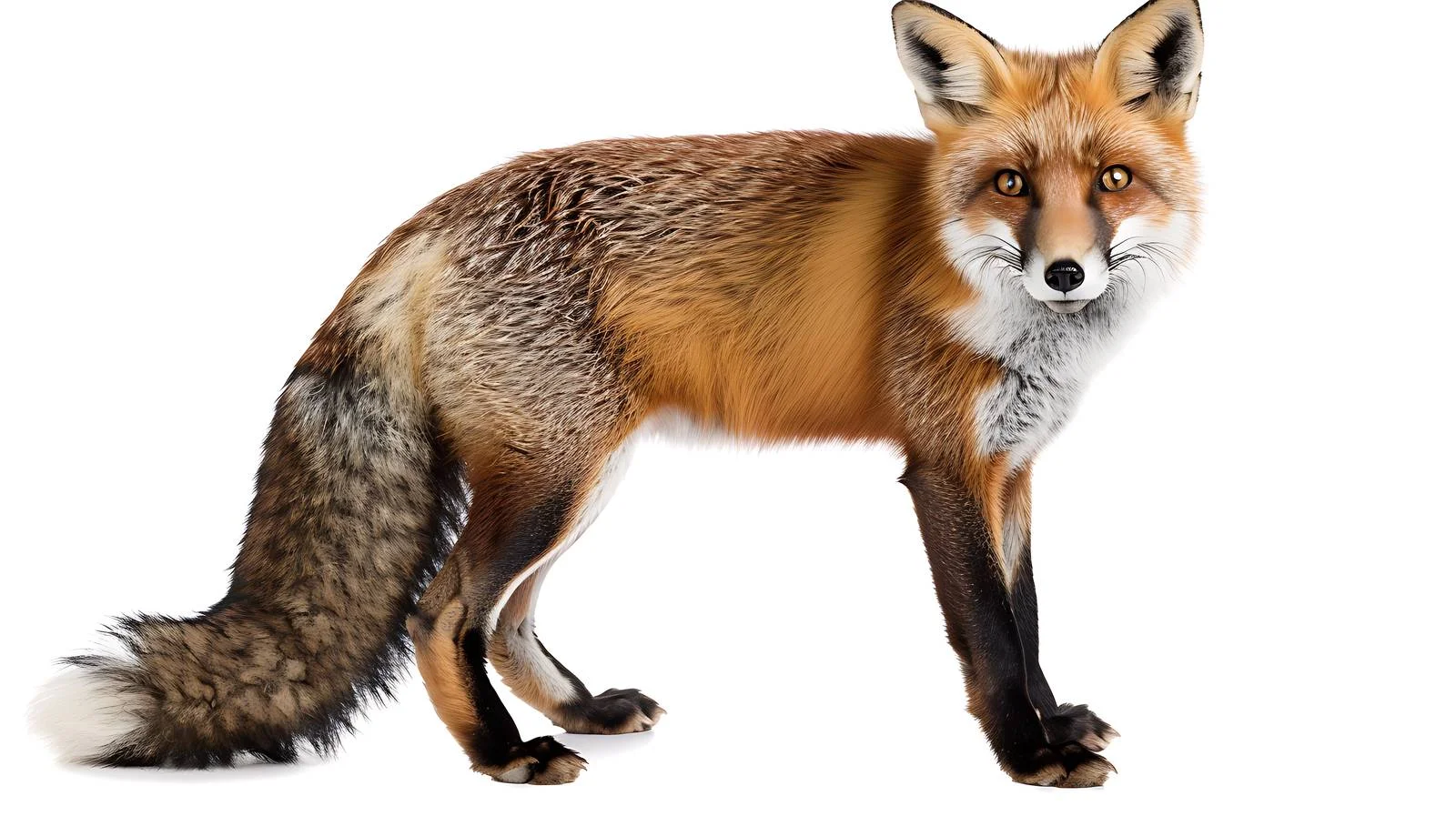 Graceful Fox on White Background, Aspect Ratio 16:9 — free download from Dotvec
