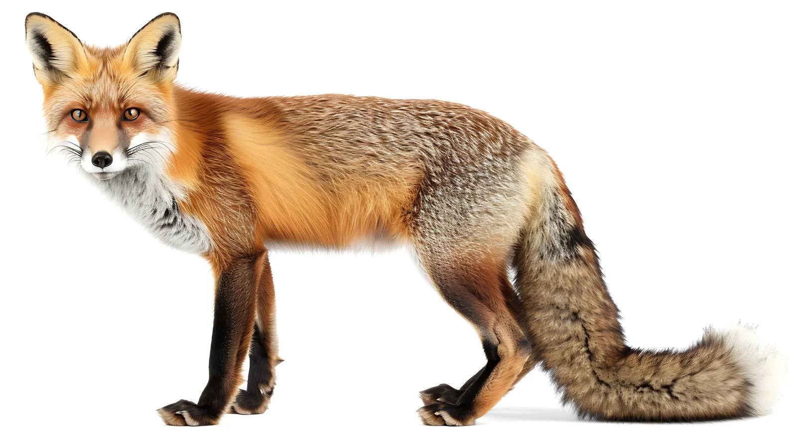 Elegant Fox Vulpes Vulpes on White — free download from Dotvec