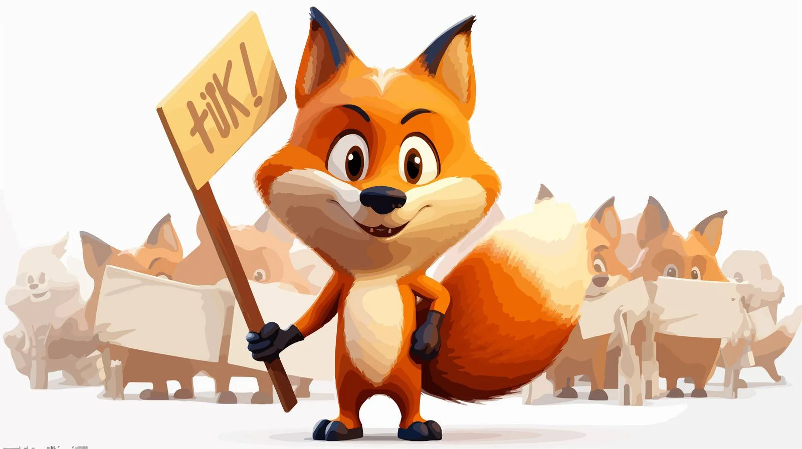 Fox Cartoon Character Protest Sign — free download from Dotvec