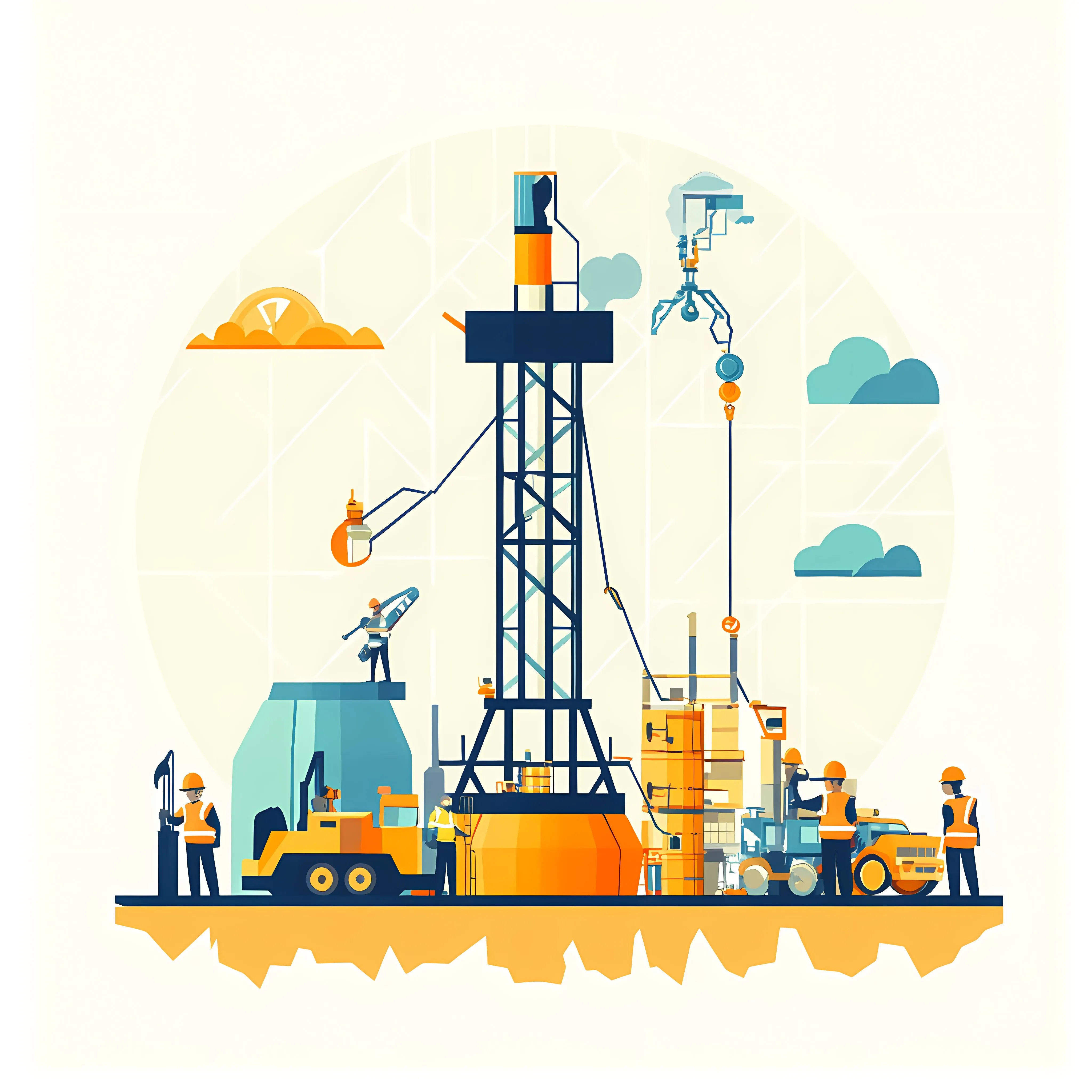 Fracking Oil Rig Industry Workers and Equipment — free download from Dotvec