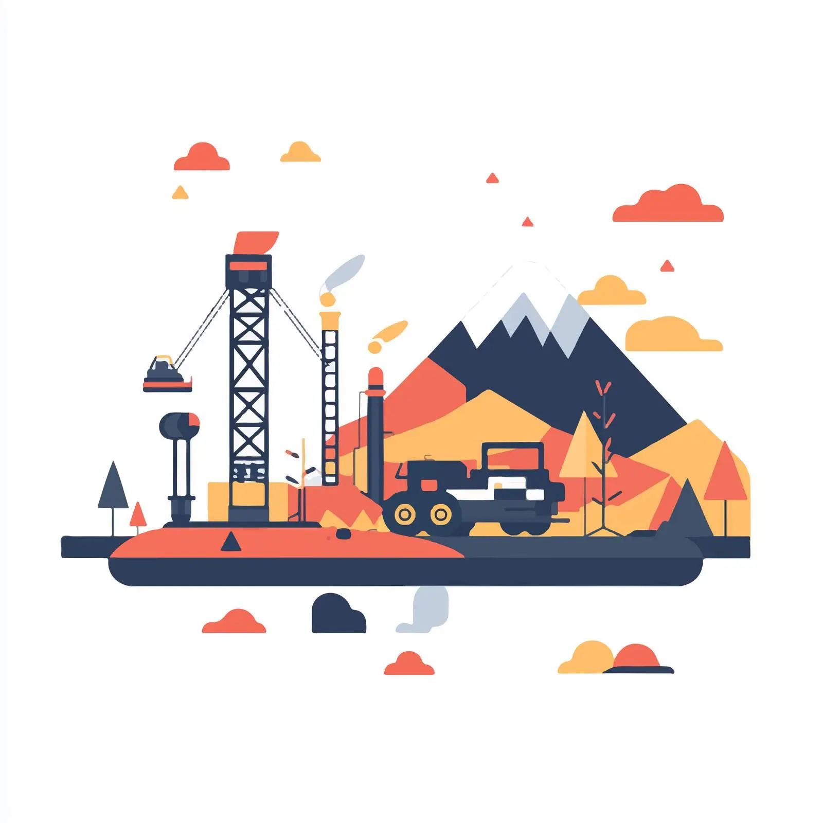 Fracking Process Vector for Petroleum Extraction — free download from Dotvec