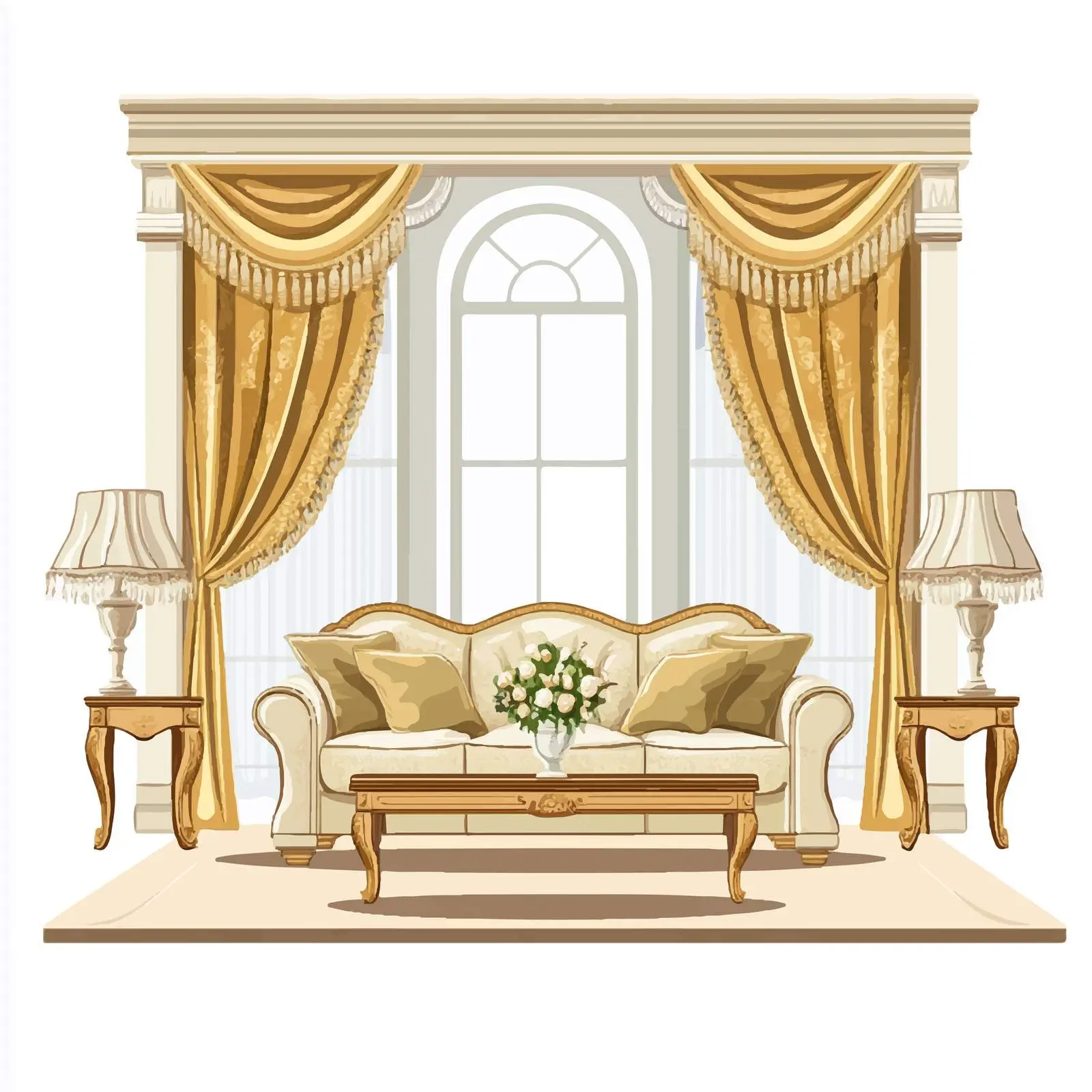 Classic Style Living Room Vector Illustration — free download from Dotvec