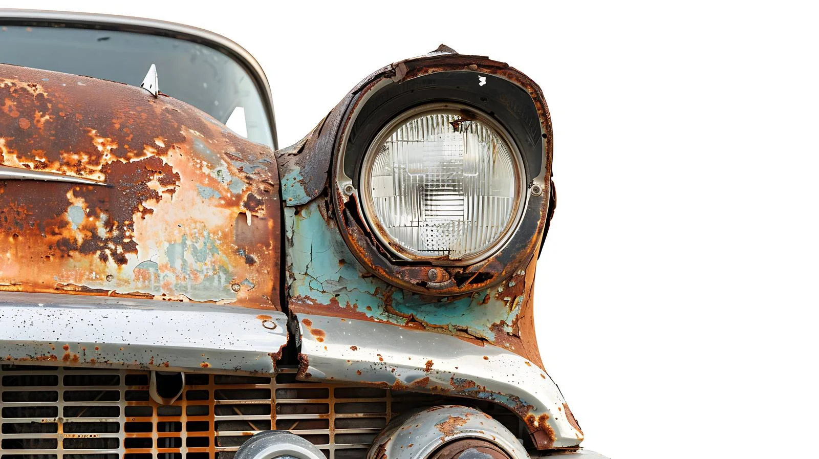 Weathered front view of aged car — free download from Dotvec