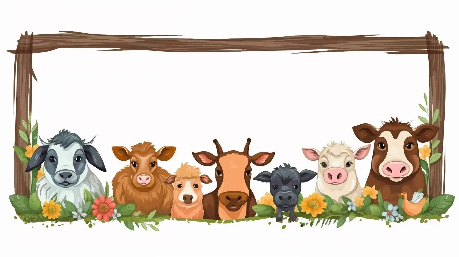 Farm Animals Cartoon Frame Vector Illustration — free download from Dotvec