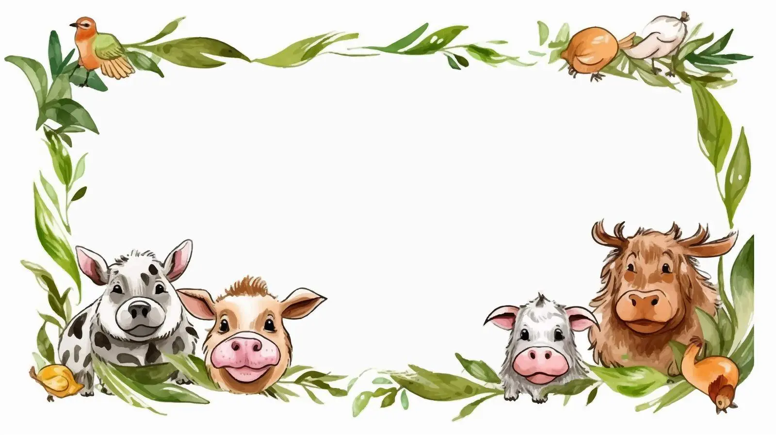 Farm Animals Cartoon Vector Frame Design — free download from Dotvec