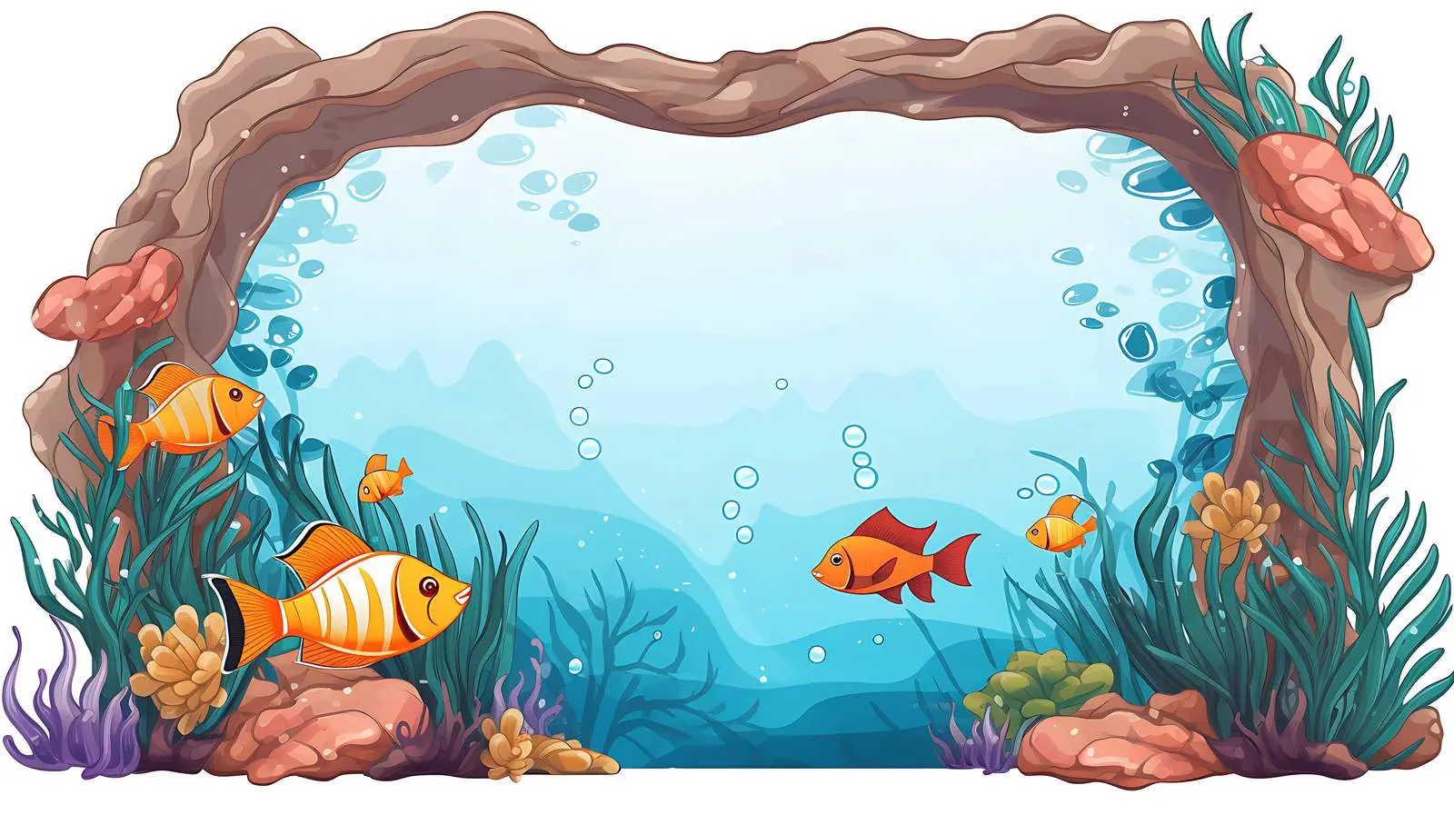 Underwater Frame Design with Fish Illustration — free download from Dotvec