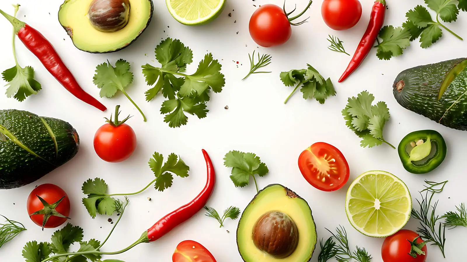 Fresh Guacamole Ingredients with Avocado Frame – free organic image from Dotvec