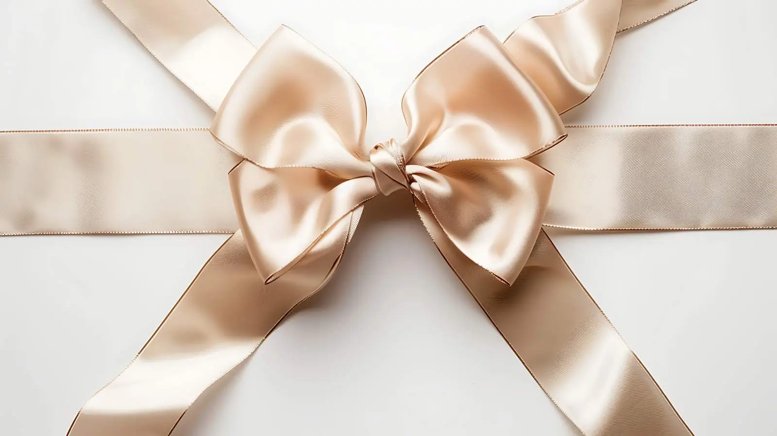 Beige Ribbon Frame with Bow on White Background – free white image from Dotvec