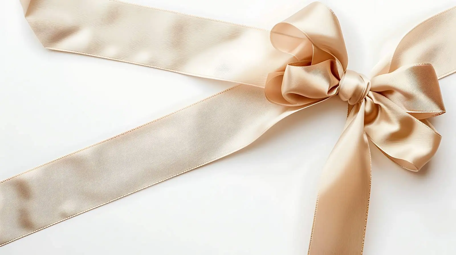 Beige Ribbon Frame with Bow on White Background – free white image from Dotvec