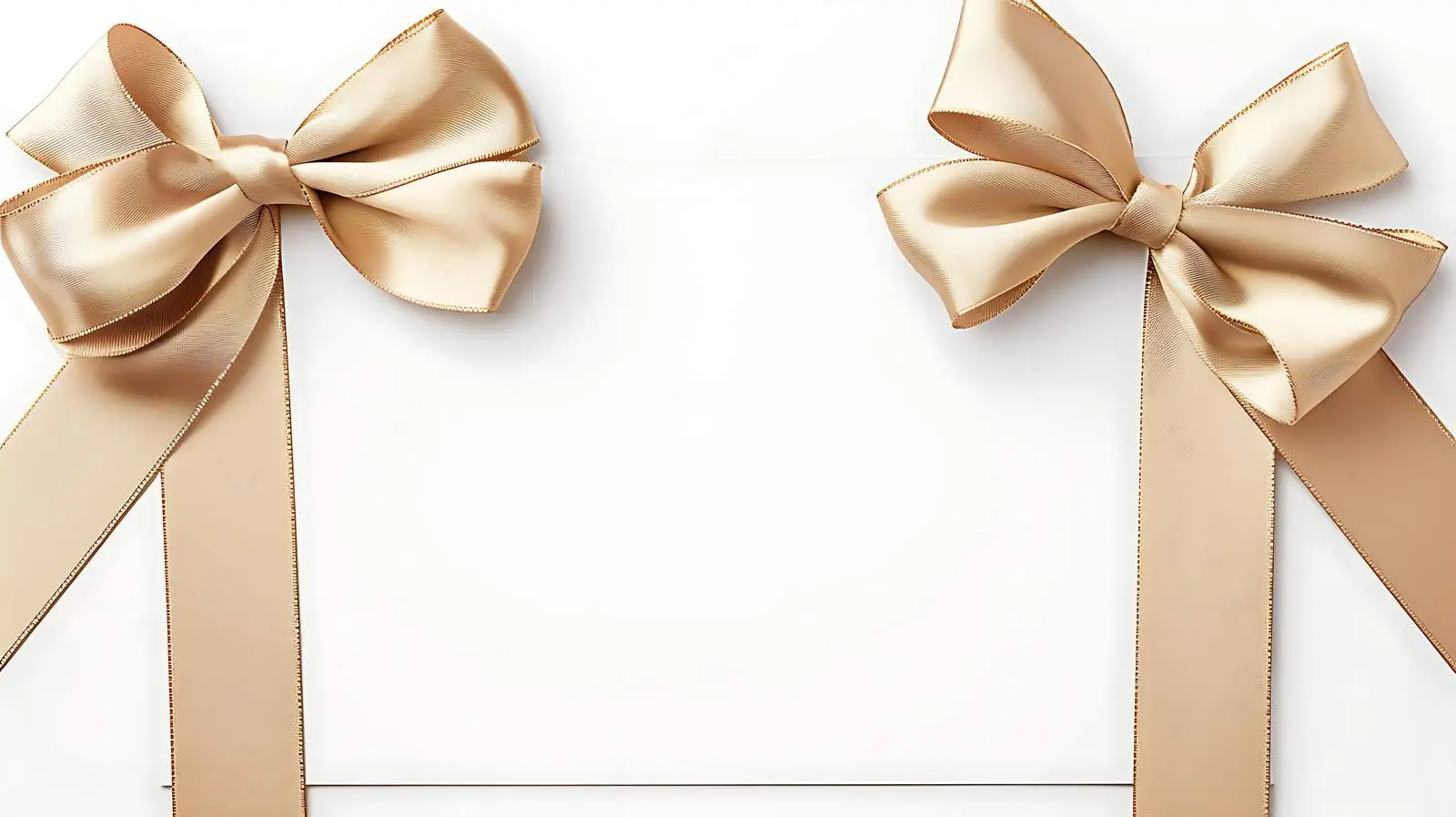 Beige Ribbon Frame with Bow on White Background – free white image from Dotvec