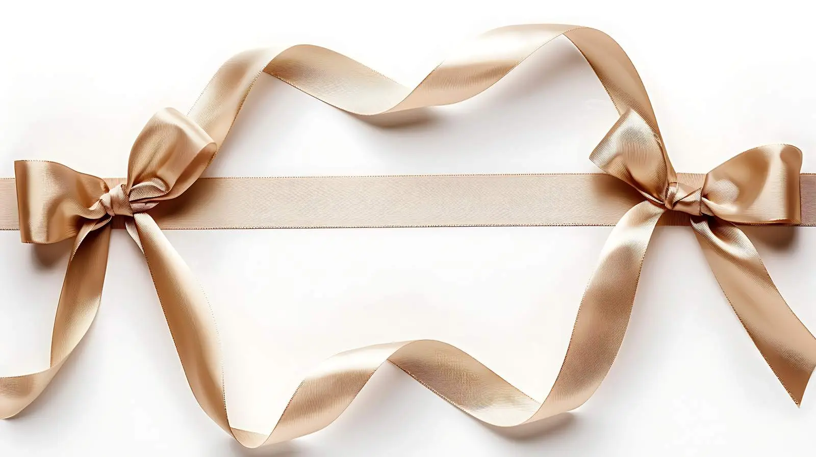 Beige Ribbon Frame with Bow on White Background – free white image from Dotvec