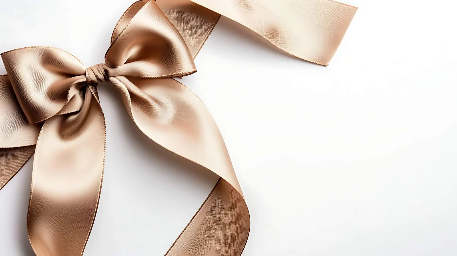 Beige Ribbon Bow Frame on White Background – free white image from Dotvec